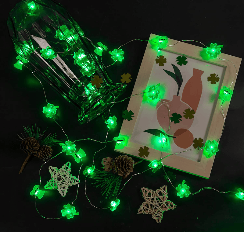19.6Ft St. Patrick’S Day String Lights Decorations - 60LED Shamrock Hat Light Green Clover Garland Saint Patty Party Irish Outdoor Indoor Decor(Batteries & Remote Control &Timer Not Included )
