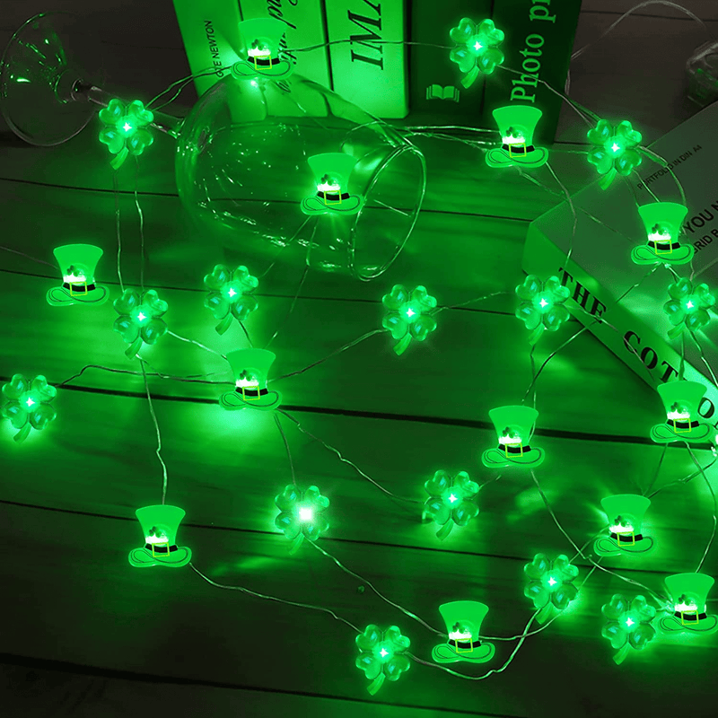 19.6Ft St. Patrick’S Day String Lights Decorations - 60LED Shamrock Hat Light Green Clover Garland Saint Patty Party Irish Outdoor Indoor Decor(Batteries & Remote Control &Timer Not Included ) Arts & Entertainment > Party & Celebration > Party Supplies Tieshankao   