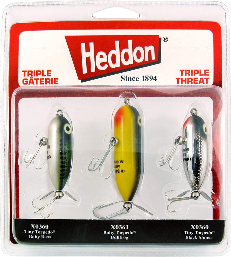 Heddon Torpedo Prop-Bait Topwater Fishing Lure with Spinner Action Sporting Goods > Outdoor Recreation > Fishing > Fishing Tackle > Fishing Baits & Lures Pradco Outdoor Brands Triple Threat 3-Pack Triple Threat 3-Pack 