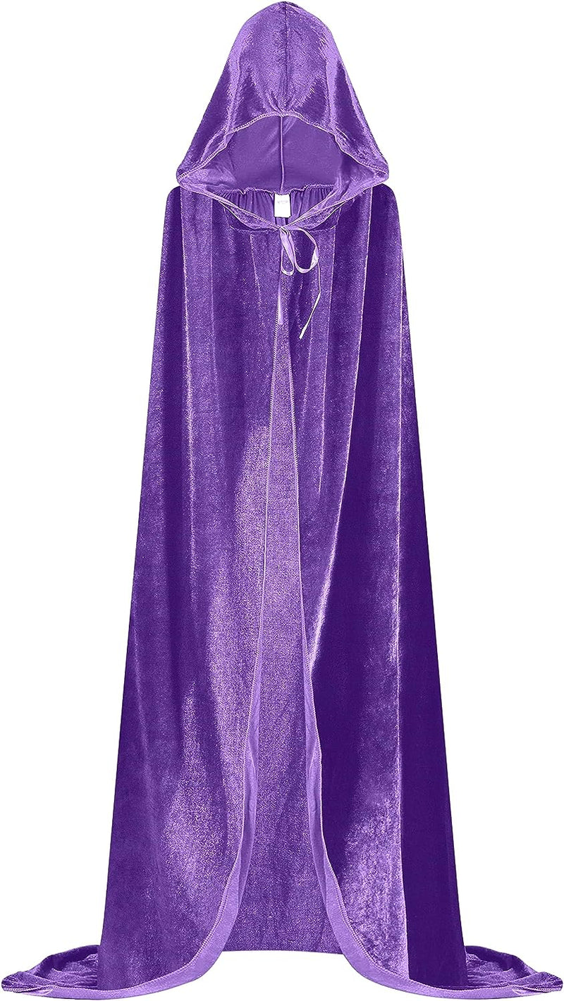 Spooktacular Creations Long Hooded Cloak Velvet Cloak Halloween Women Witch Cape Costume Accessory  Spooktacular Creations Purple  