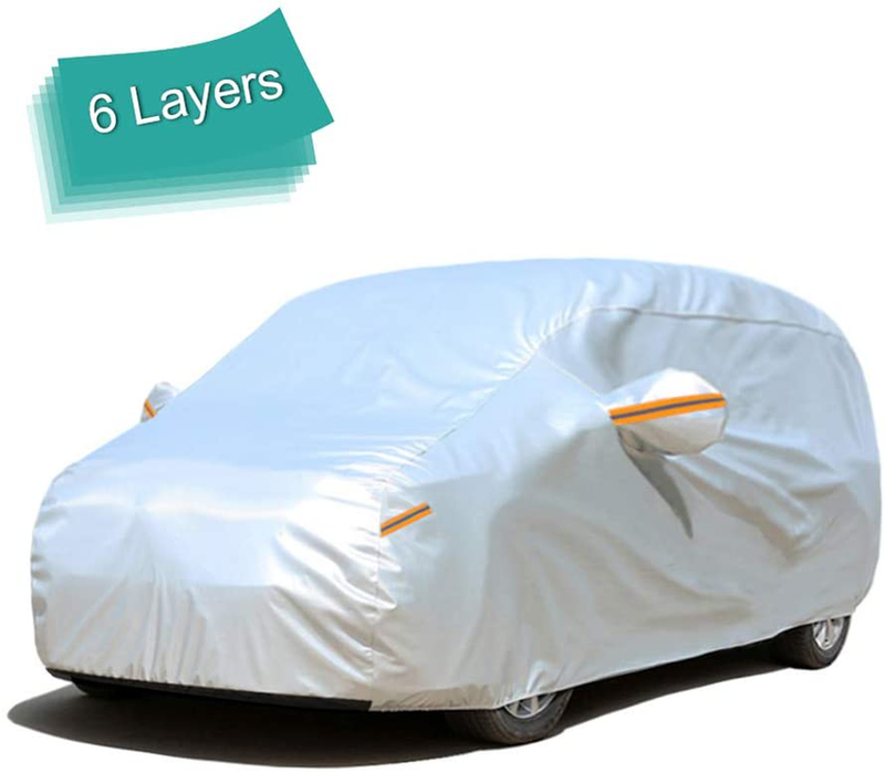GUNHYI Car Cover Waterproof All Weather for Automobiles, 6 Layer Heavy Duty Outdoor Cover, Sun Rain Uv Protection, Fit Sedan (Length 182-191inch)