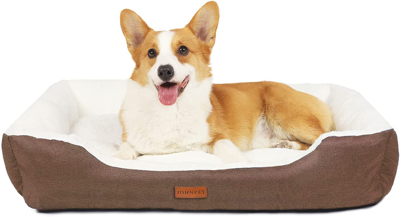 JOHNPEY Dog Beds for Medium Dogs up to 50 Lbs, Comfortable and Fluffy Dog Bed, Durable and Machine-Washable, Dark Gray Animals & Pet Supplies > Pet Supplies > Dog Supplies > Dog Beds JOHNPEY Coffee L(35.4"x27.6"x6.7") 