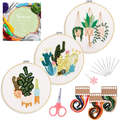 Santune 3 Sets Embroidery Starter Kit with Pattern and Instructions, Cross Stitch Set, Stamped Embroidery Kits with 3 Embroidery Pattern, 1 Embroidery Hoops (Cactus1-2-3) Arts & Entertainment > Hobbies & Creative Arts > Arts & Crafts > Art & Crafting Tools > Craft Measuring & Marking Tools > Stitch Markers & Counters Santune Grass-Cactus  
