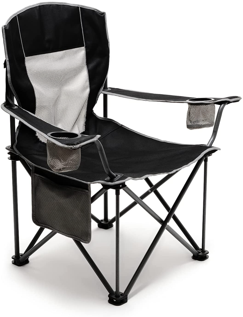 Sunnyfeel Oversized Camping Chair, Folding Camp Chairs for Adults Heavy Duty Big Tall People 500 LBS, XL Padded Portable Lawn Chair with Armrest Cup Holder & Pocket for Outdoor/Picnic/Beach Sporting Goods > Outdoor Recreation > Camping & Hiking > Camp Furniture SUNNYFEEL Blackplaid  