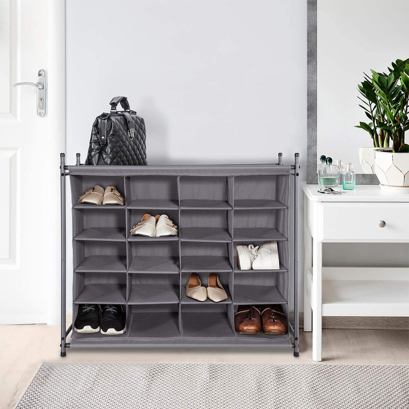 STORAGE MANIAC 20-Cube Stackable Shoe Cubby Organizer, Free Standing Shoe Cube Rack for Entryway, Bedroom, Apartment, Closet, Gray Furniture > Cabinets & Storage > Armoires & Wardrobes STORAGE MANIAC   