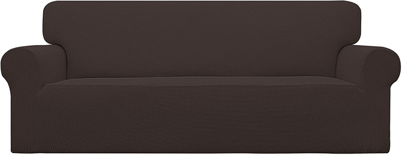 Easy-Going Stretch Sofa Slipcover 1-Piece Couch Sofa Cover Furniture Protector Soft with Elastic Bottom for Kids, Spandex Jacquard Fabric Small Checks(Sofa,Dark Gray) Home & Garden > Decor > Chair & Sofa Cushions Easy-Going Chocolate Large 