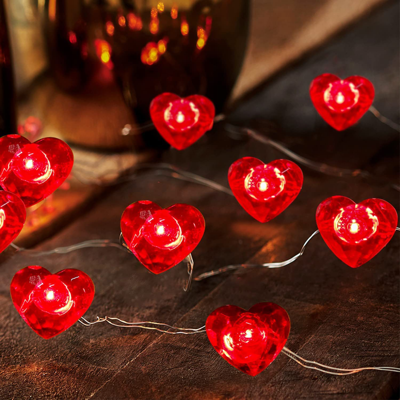 Couah Fairy String Lights 10 Ft 40 Leds Red Heart Shaped Twinkle Fairy Lights Battery Operated for Kids Bedroom Wedding Indoor Party Valentine'S Day Mother'S Day Decor with Remote & Timer Home & Garden > Decor > Seasonal & Holiday Decorations Couah   