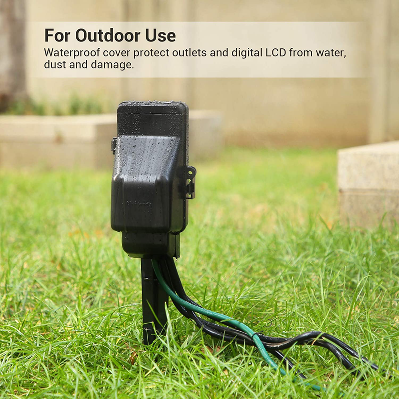 DEWENWILS Outdoor Digital Power Strip Timer, Outdoor Multi Socket Time Timer, Waterproof 6 Outlet Garden Power Stake, 6ft Cord, for Garden Lights, Halloween Outside Decorations, 1800W/15A Heavy Duty Home & Garden > Lighting Accessories > Lighting Timers DEWENWILS   