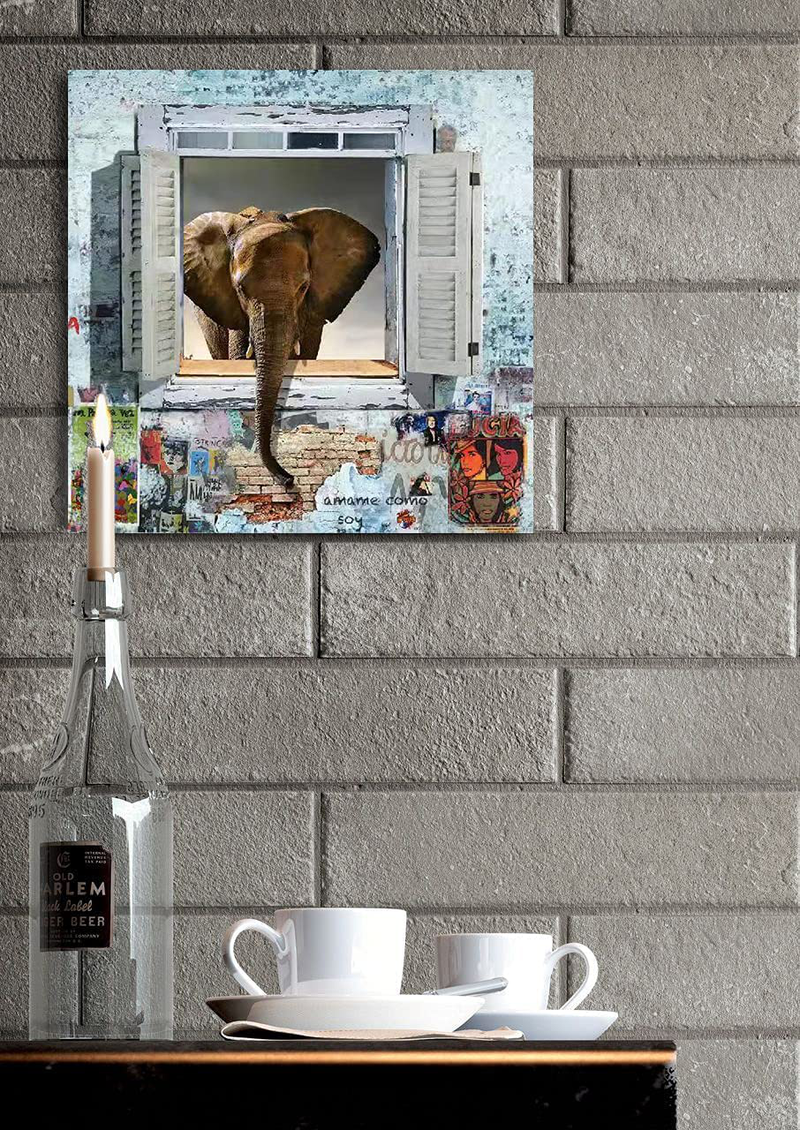 Elephant Wall Art Decor Modern Graffiti Art Poster Frame Canvas Painting Picture Bedroom Living Room Office Kitchen Home Decor 20" X 20"