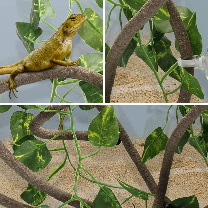 Coolrunner 8FT Reptile Vines and Flexible Reptile Leaves with Suction Cups Jungle Climber Long Vines Habitat Decor for Climbing, Chameleon, Lizards, Gecko Animals & Pet Supplies > Pet Supplies > Reptile & Amphibian Supplies Coolrunner   