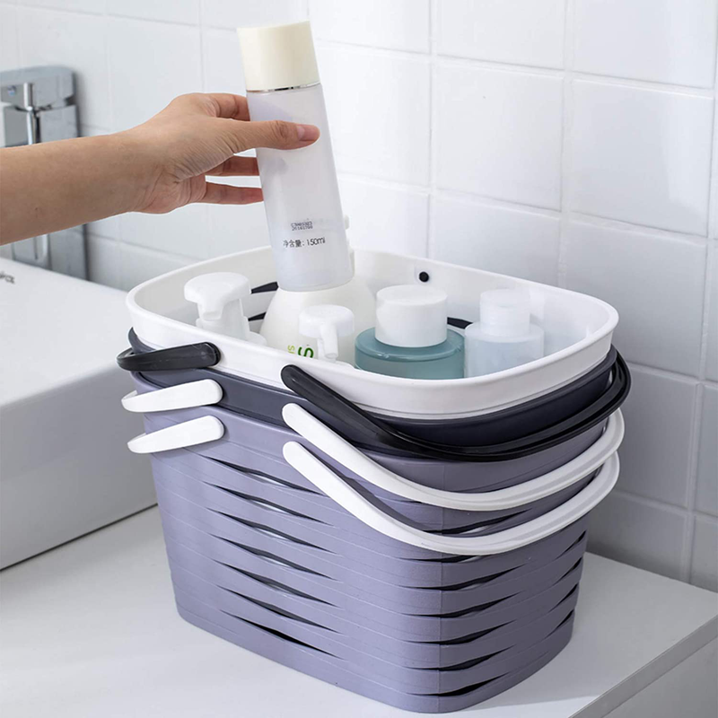 Jiatua Plastic Storage Basket with Handles, Shower Caddy Tote Portable Storage Bins for Bathroom,Bedroom, White