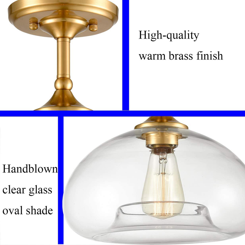 Modern Clear Glass Globe Ceiling Lights Brass Flush Mount Ceiling Lighting Home & Garden > Lighting > Lighting Fixtures > Ceiling Light Fixtures KOL DEALS   