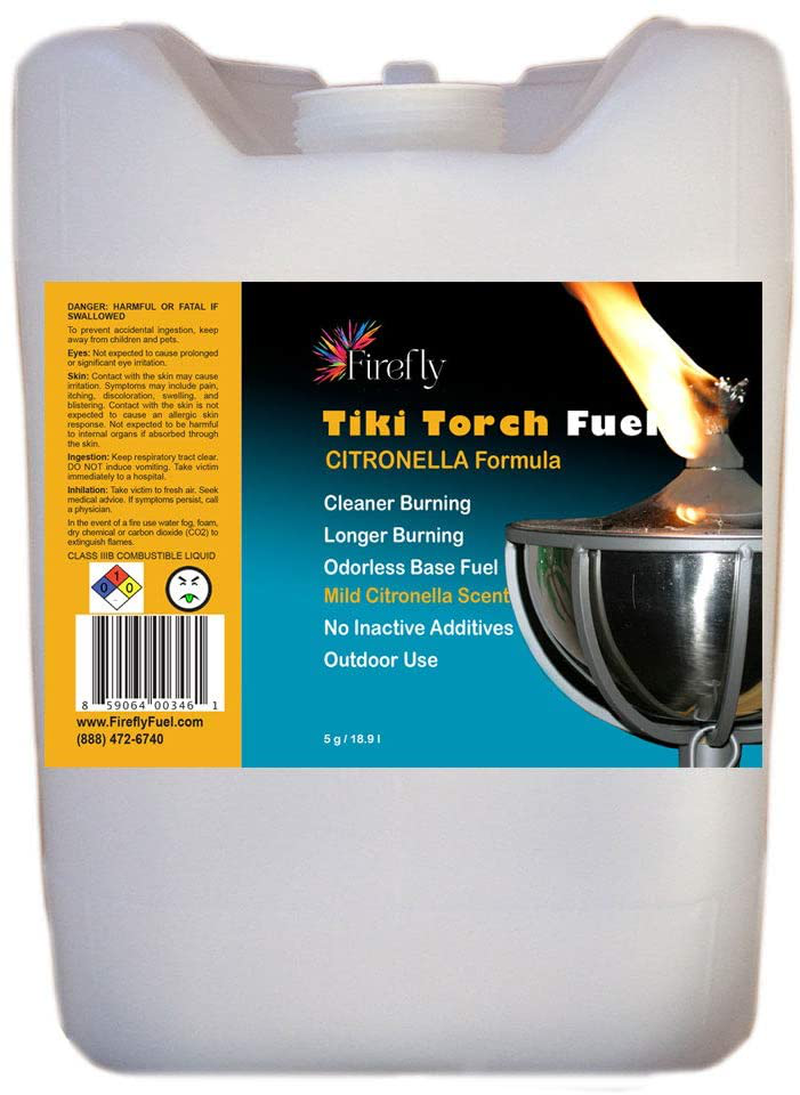 Firefly Bulk Tiki Fuel - Tiki Torch Fuel - 5 Gallons - Odorless - Significantly Longer Burn Home & Garden > Lighting Accessories > Oil Lamp Fuel Firefly Citronella Oil Formula 5 Gallons 