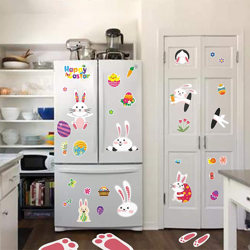 Easter Stickers Bunny Crafts Decorating for Kids - 170 Easter Colorful Stickers, with Cute Bunny Footprints, Colored Eggs, Chicks, Radishes, Flowers, Decor for Gift Boxes/Card/Room/Party/Game Kit Home & Garden > Decor > Seasonal & Holiday Decorations Pizigci   