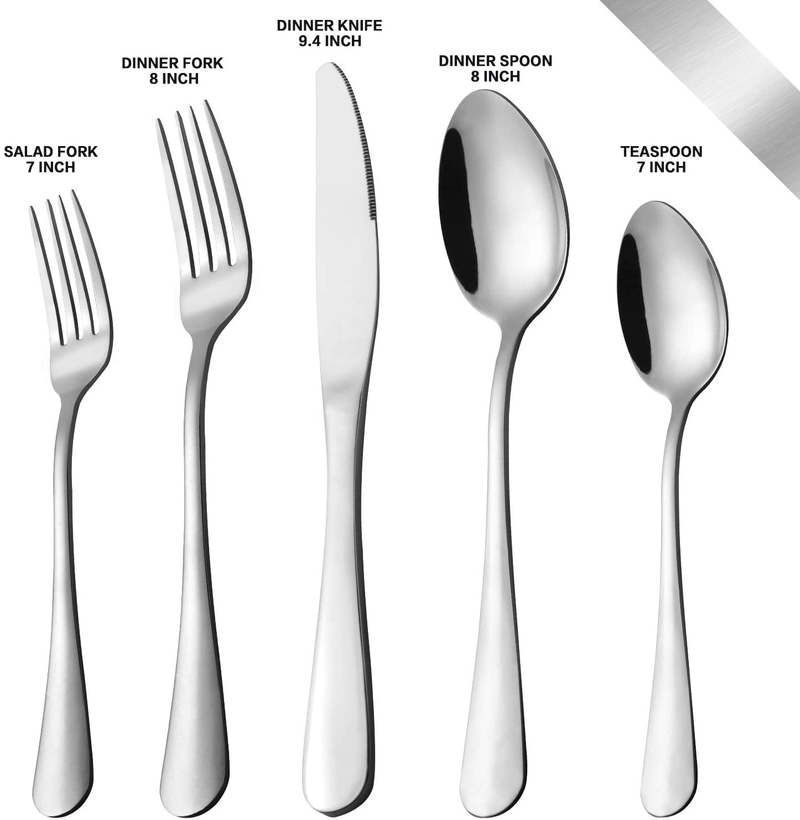 Silverware Set, 40-Piece Flatware Set, Stainless Steel Home Kitchen Hotel Restaurant Tableware Cutlery Set, Service for 8,Include Knife/Fork/Spoon,Mirror polished, Dishwasher Safe