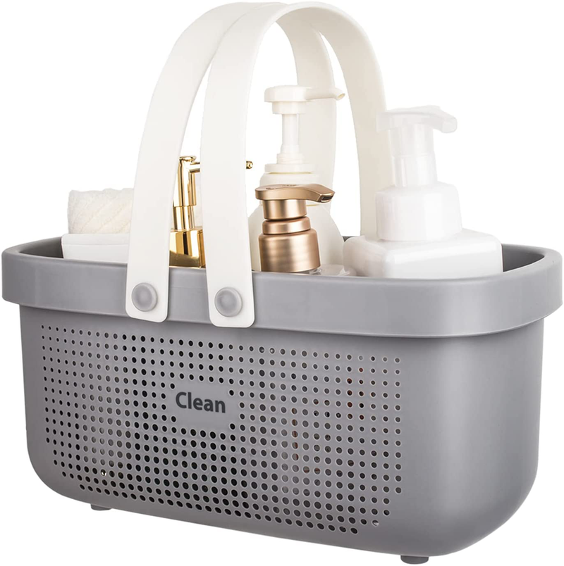 Jiatua Plastic Storage Basket with Handle Portable Shower Caddy Tote for Organizing Bathroom Kitchen Dorm Room Office, White Sporting Goods > Outdoor Recreation > Camping & Hiking > Portable Toilets & Showers JiatuA Gray Large, Double Handles 