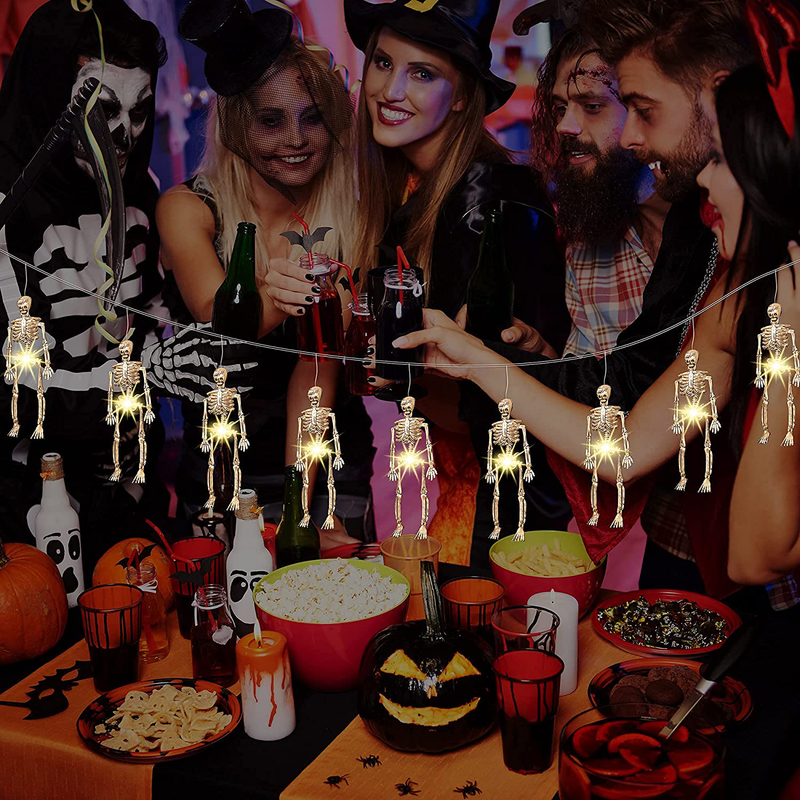 Halloween Decoration Lights, Skeleton Skull Spooky String Lights 20 LEDs 8 Modes Waterproof Battery Operated Lights with Remote Control for Halloween Party Porch Fireplace Decor (Warm Yellow) Arts & Entertainment > Party & Celebration > Party Supplies Hiboom   