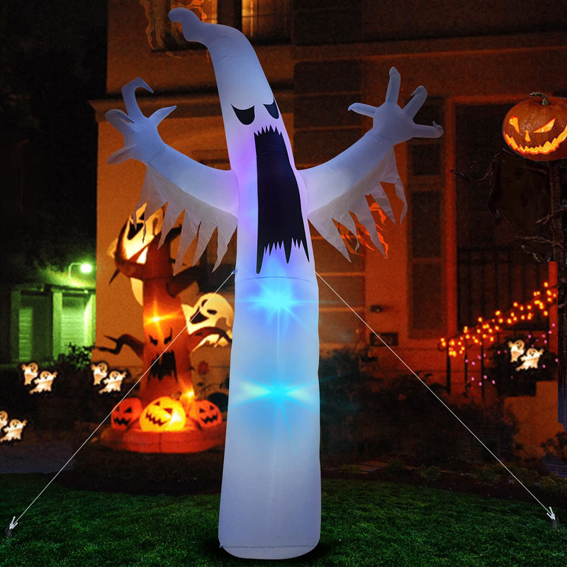 TechKen 12FT Halloween Inflatable Outdoor Scary Ghost Inflatable with Flash LEDs Blow Inflatables for Halloween Party Outdoor, Yard Decorations, Garden, Lawn Halloween Decors Arts & Entertainment > Party & Celebration > Party Supplies TechKen 12FT Ghost Color Changing  