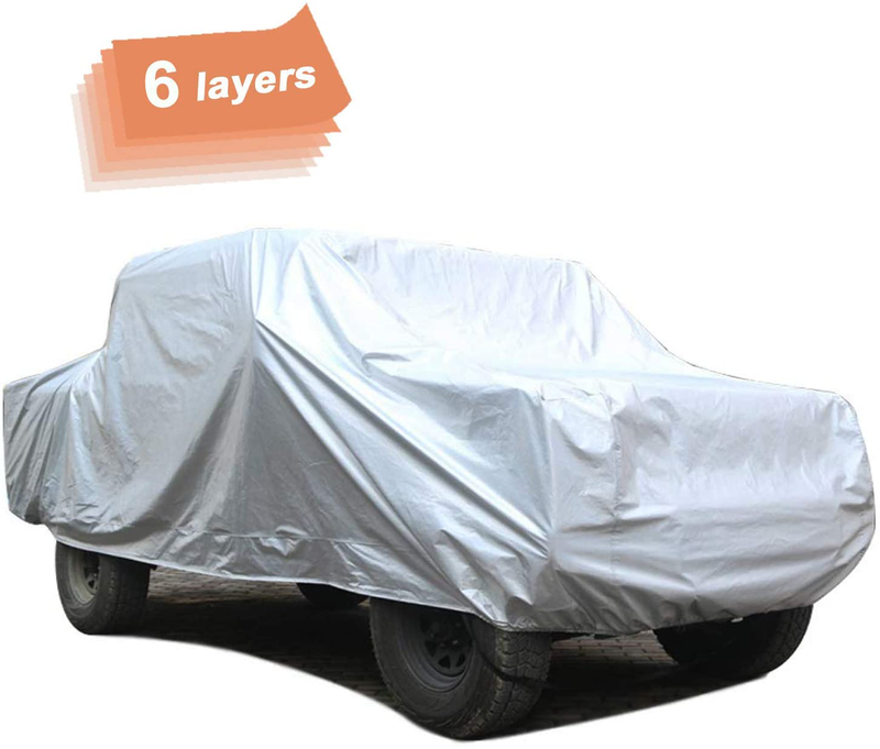 SEAZEN 6 Layers SUV Car Cover Waterproof All Weather, Outdoor Car Covers for Automobiles with Zipper Door, Hail UV Snow Wind Protection, Universal Full Car Cover(Length Up to 175")  SEAZEN PK-M Fit Truck Length（Up To 210"）  