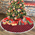 DegGod 48 Inches Checked Christmas Tree Skirt, Red and Black Buffalo Plaid Double Layers Xmas Tree Base Cover Mat for Christmas New Year Home Party Decoration (Red Plaid, 48 inches) Home & Garden > Decor > Seasonal & Holiday Decorations > Christmas Tree Stands DegGod White Pom 48 inches 