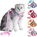 JSXD Cat Harness,Leash and Collar Set,Escape Proof Kitten Vest Harness for Walking,Easy Control Night Safe Pet Harness with Reflective Strap and Bell for Small Large Kitten,Fit for Puppy,Rabbit Animals & Pet Supplies > Pet Supplies > Cat Supplies > Cat Apparel JSXD Pink/Blue Large (Pack of 1) 