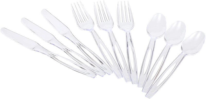 Glad Disposable Plastic Cutlery, Assorted Set | Clear Extra Heavy Duty forks, Knives, And Spoons | Disposable Party Utensils | 240 Piece Set of Durable and Sturdy Cutlery Home & Garden > Kitchen & Dining > Tableware > Flatware > Flatware Sets Glad   