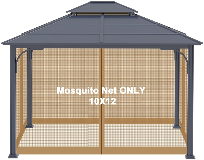 Gazebo Universal Replacement Mosquito Netting - Viragzas Adjustable Screen Sidewalls Curtain Mesh Panels Netting Walls with Zipper FIT for Patio 10'x10' or 10'x12' Canopy Tent (Khaki, 10x10) Home & Garden > Lawn & Garden > Outdoor Living > Outdoor Structures > Canopies & Gazebos viragzas Khaki 10x12 