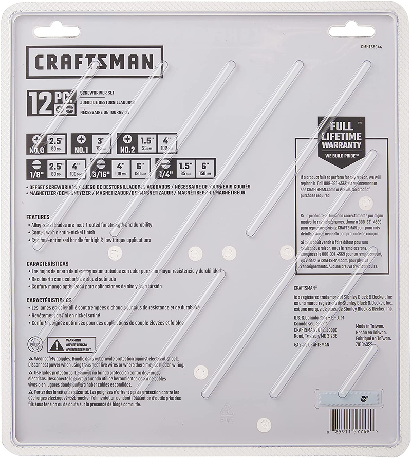 CRAFTSMAN Screwdriver Set, Assorted, 12-Piece (CMHT65044) Hardware > Tools > Tool Sets > Hand Tool Sets Craftsman   
