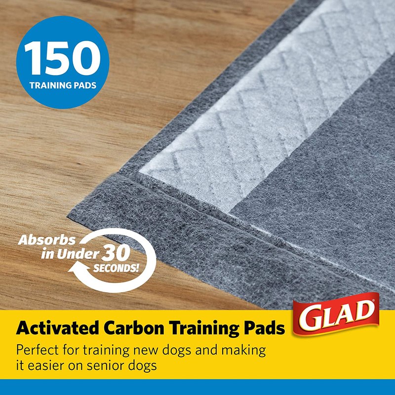 Glad for Pets Black Charcoal Puppy Pads-Puppy Potty Dog Training Pads That Absorb & NEUTRALIZE Urine Instantly-Training Pads for Dogs, Dog Pee Pads, Pee Pads for Dogs, Dog Crate Pads