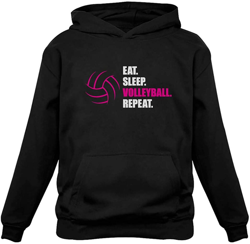 Love Volleyball Gift for Volleyball Lovers Players Girls Women Hoodie Home & Garden > Decor > Seasonal & Holiday Decorations Tstars Eat Sleep / Black Large 