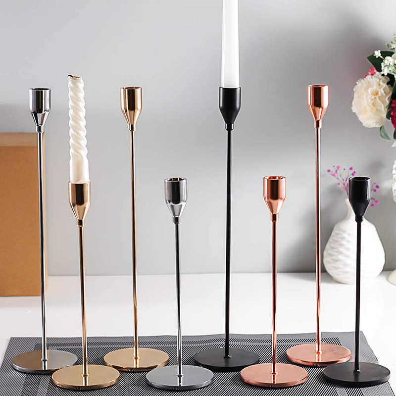SUJUN Matte Black Candle Holders Set of 3 for Taper Candles, Decorative Candlestick Holder for Wedding, Dinning, Party, Fits 3/4 inch Thick Candle&Led Candles (Metal Candle Stand) Home & Garden > Decor > Home Fragrance Accessories > Candle Holders SUJUN   