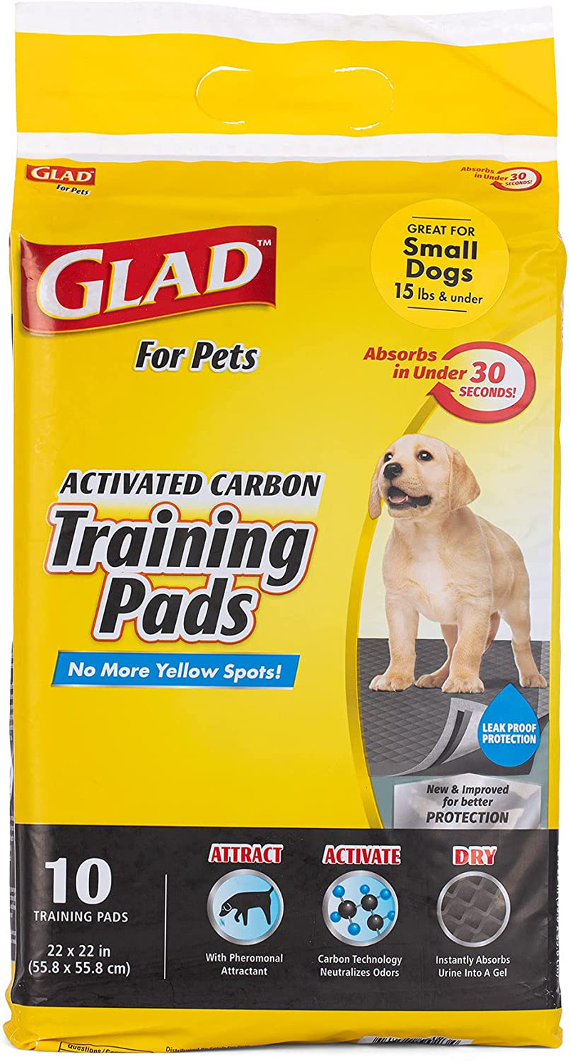 Glad for Pets Black Charcoal Puppy Pads-New & Improved Puppy Potty Training Pads That ABSORB & NEUTRALIZE Urine Instantly-Training Pads for Dogs, Dog Pee Pads, Pee Pads for Dogs, Dog Crate Pads Animals & Pet Supplies > Pet Supplies > Dog Supplies > Dog Diaper Pads & Liners Fetch for Pets Regular 10 Count 