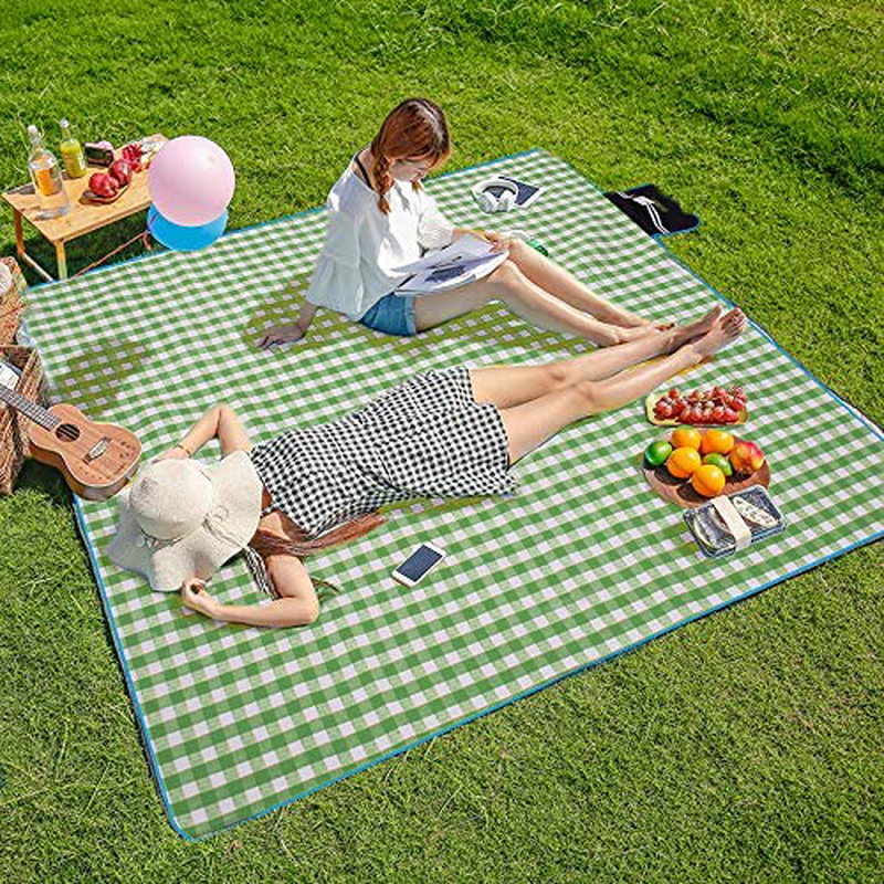 Three Donkeys Extra Large Picnic Blankets 79''x79'', Checkered Picnic Blanket Great for The Beach, Camping on Grass, Waterproof & SandProof(Red and White) Home & Garden > Lawn & Garden > Outdoor Living > Outdoor Blankets > Picnic Blankets Three Donkeys Beige and White  