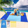 Famiry Sand Free Beach Blanket, Extra Large 10 x 9 Feet Size, Durable & Compact Beach Outdoor Mat, Includes 6 Stakes, 4 Sand Pockets & Zippered Pocket Home & Garden > Lawn & Garden > Outdoor Living > Outdoor Blankets > Picnic Blankets Famiry Blue  