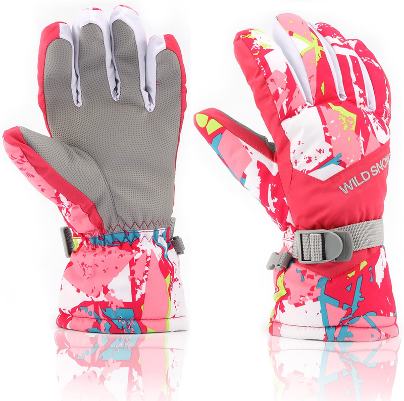 Ski Gloves,RunRRIn Winter Warmest Waterproof and Breathable Snow Gloves for Mens,Womens,ladies and Kids Skiing,Snowboarding  RunRRIn Pink-White L(Fits Boys from 11-15 years old and Womens) 