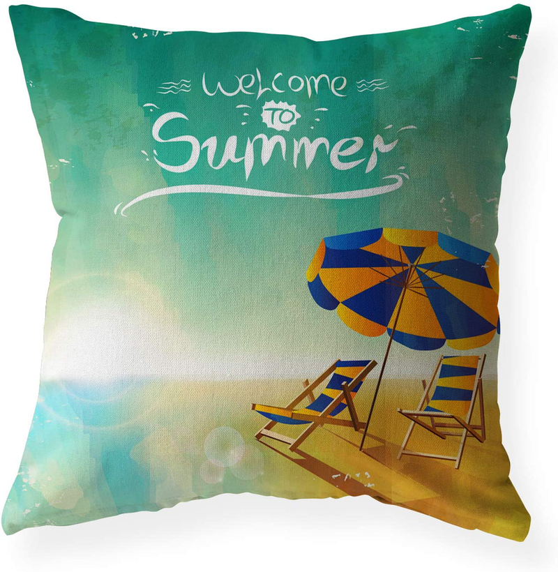 Luckycow Throw Pillow Covers Gift Pillowcase 18X18 Inch Set of 4 - Cotton Linen Blue Ocean Conch Beach Game Pillow Covers, Decorative Pillowcase for Home Sofa Bedding Couch Outdoor Cushion Covers. Home & Garden > Decor > Chair & Sofa Cushions LuckyCow   