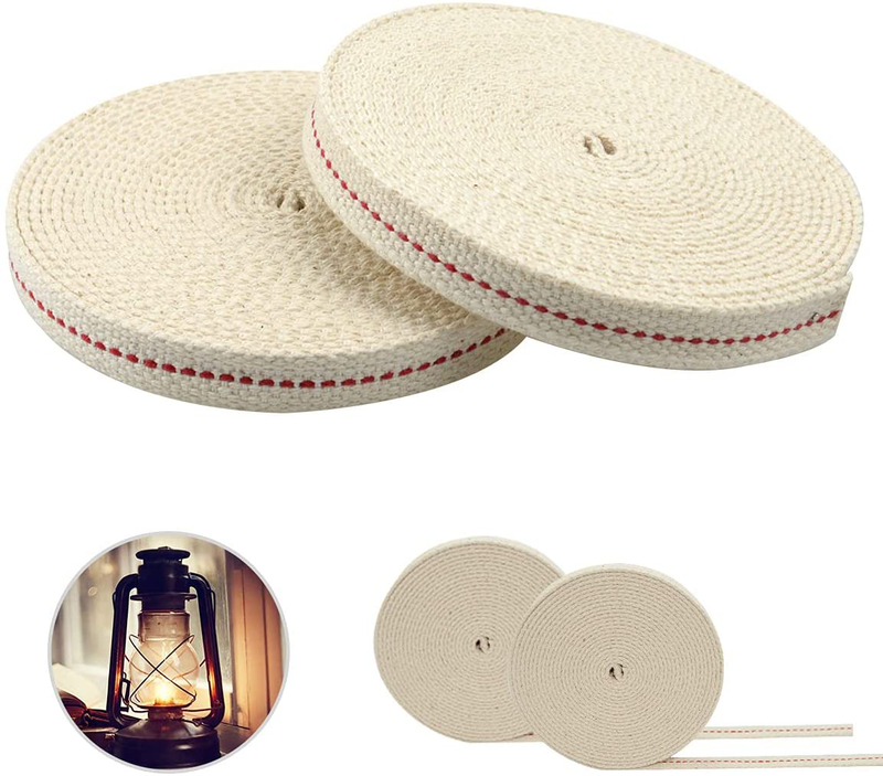 GTian 2 Rolls Oil Lamp Wick Flat Wicks, 1/2 Inch Replacement Cotton Oil Lantern Wicks for Oil Lamps and Oil Burners, with Red Stitch, 14.8 Feet per Roll Home & Garden > Lighting Accessories > Oil Lamp Fuel GTian Default Title  