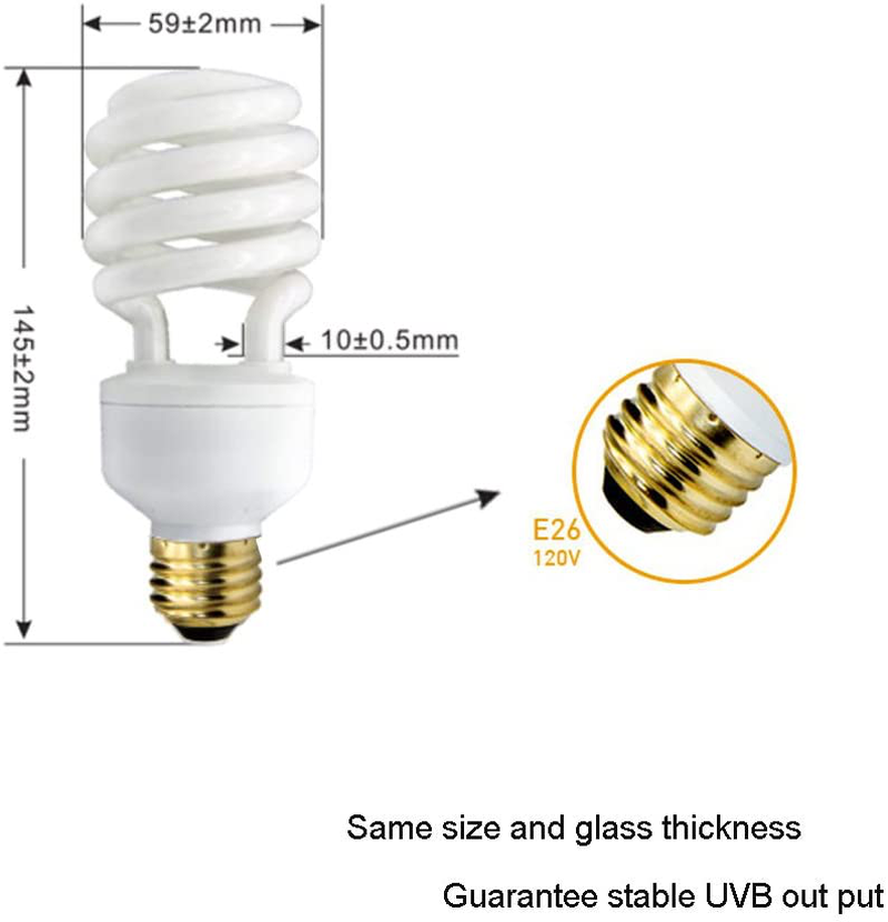 LUCKY HERP Desert UVA UVB Reptile Light Bulb 10.0 Compact Fluorescent Lamp 26W