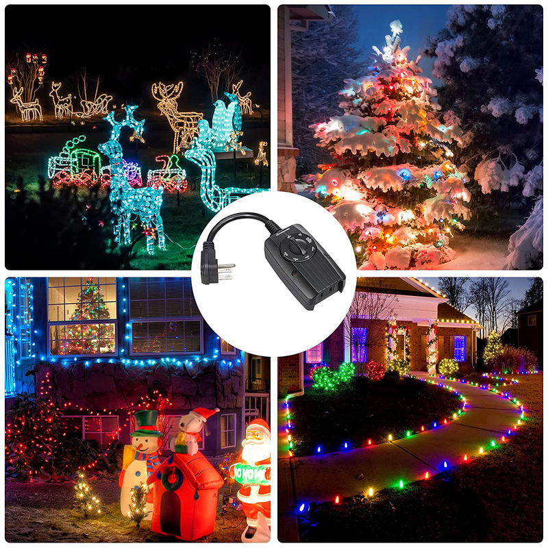 DEWENWILS Outdoor Light Sensor Timer, Plug in Weatherproof Dusk to Dawn Countdown Light Sensor Outlet Timer with Grounded Outlet for Garden Halloween Holiday String Light, 15A, UL Listed, 2 Pack Home & Garden > Lighting Accessories > Lighting Timers DEWENWILS   