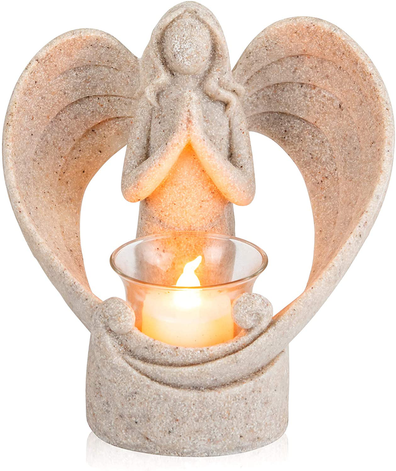 SYMPLIFV Sympathy Gift in Memory of Loved One, Angel Statue Tealight Candle Holder, Memorial Gifts for Loss of Loved One, Grieving, Condolence, Funeral, Remembrance, Bereavement Home & Garden > Decor > Home Fragrance Accessories > Candle Holders SYMPLIFV Default Title  