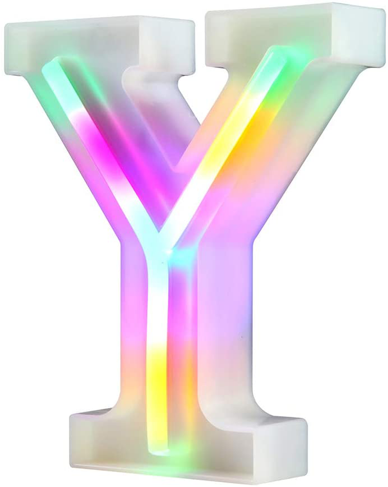 Neon Letter Lights 26 Alphabet Letter Bar Sign Letter Signs for Wedding Christmas Birthday Partty Supplies,USB/Battery Powered Light Up Letters for Home Decoration-Colourful J Home & Garden > Decor > Seasonal & Holiday Decorations& Garden > Decor > Seasonal & Holiday Decorations WARMTHOU Letter-y  