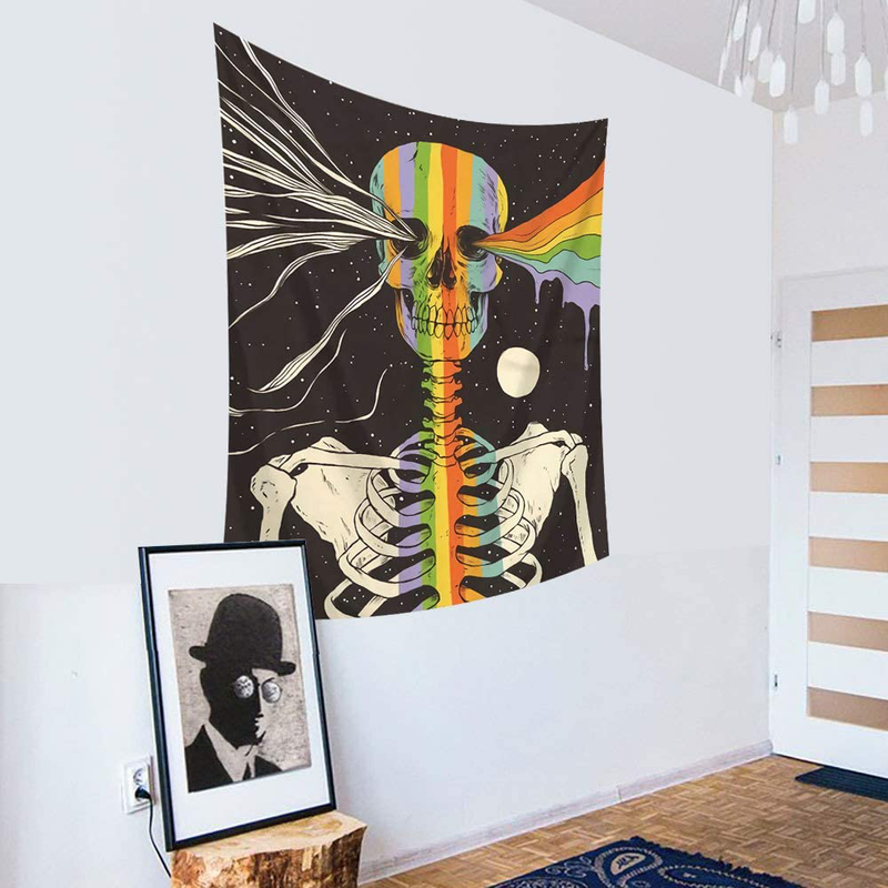 Skull Sunflower Spaceman Large Tapestry Wall Hanging for Room Decorative (59x78.74inch(150x200cm), Skull) Home & Garden > Decor > Artwork > Decorative Tapestries HoneyDec   