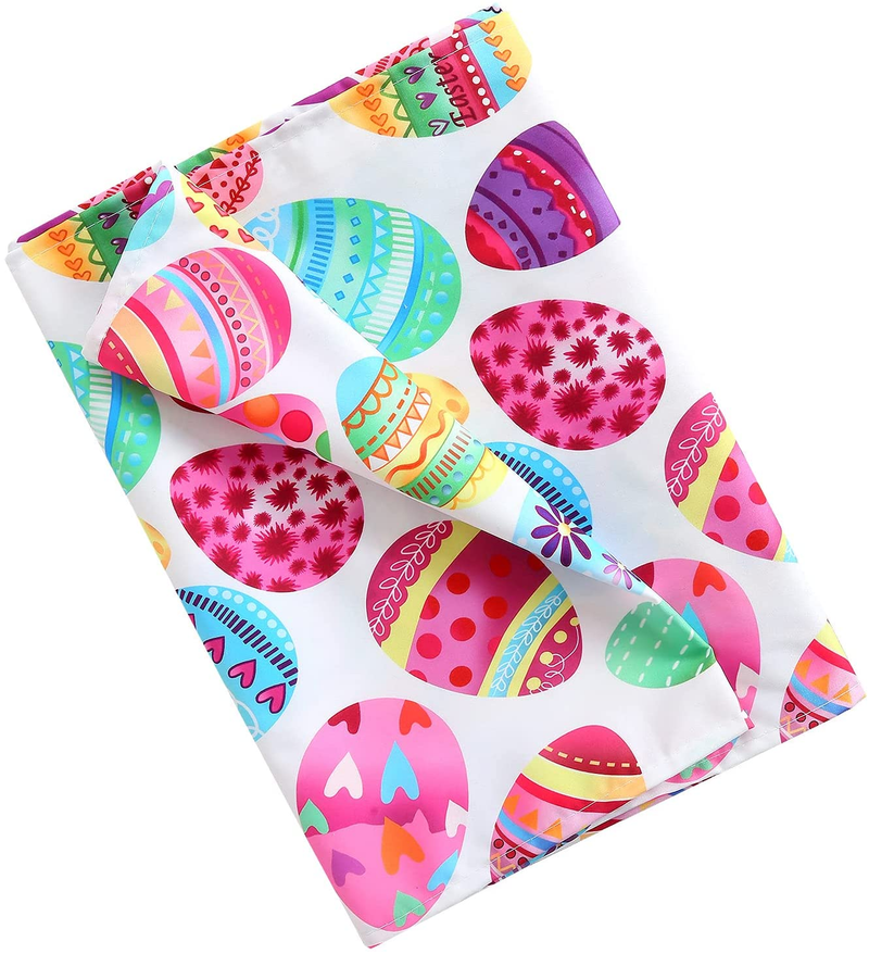 Easter Table Runner Easter Decor 13X84 Inch Colorful Eggs Table Runner Spring Party Holiday Table Decorations Polyester Stain Resistant Rectangle Table Runner