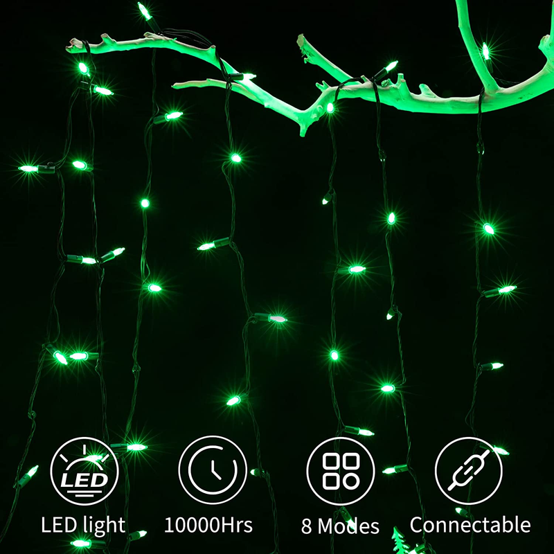 Green Mini Christmas Lights - 39 Feet 100 LED Green Fairy Lights with 8 Lighting Modes Waterproof Connectable for Indoor Outdoor Xmas Tree Garland Wreath Holiday St. Patrick'S Day Decoration Home & Garden > Lighting > Light Ropes & Strings Minetom   