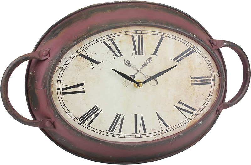 Stonebriar High Plains Red Rust Metal Oval Wall Clock, 16.5" x 10.6" Home & Garden > Decor > Clocks > Wall Clocks Stonebriar   