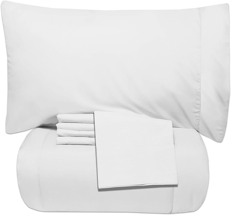 Sweet Home Collection 5 Piece Comforter Set Bag Solid Color All Season Soft Down Alternative Blanket & Luxurious Microfiber Bed Sheets, Twin, Red Home & Garden > Linens & Bedding > Bedding Sweet Home Collection White Twin 
