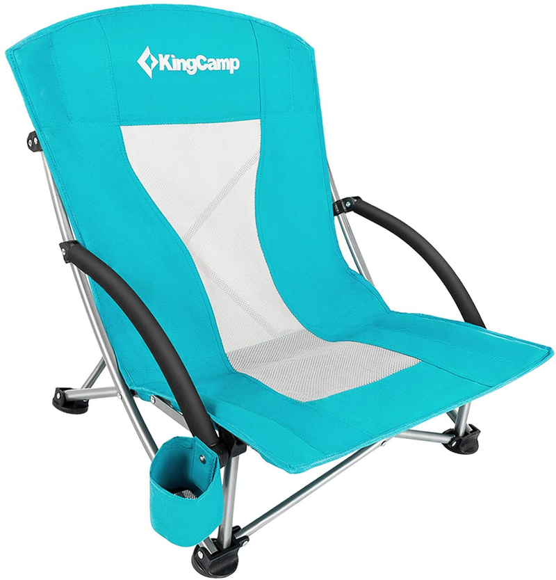 Kingcamp Low Sling Beach Chair for Camping Concert Lawn, Low and High Mesh Back Two Versions Sporting Goods > Outdoor Recreation > Camping & Hiking > Camp Furniture KingCamp Lowback_cyan  