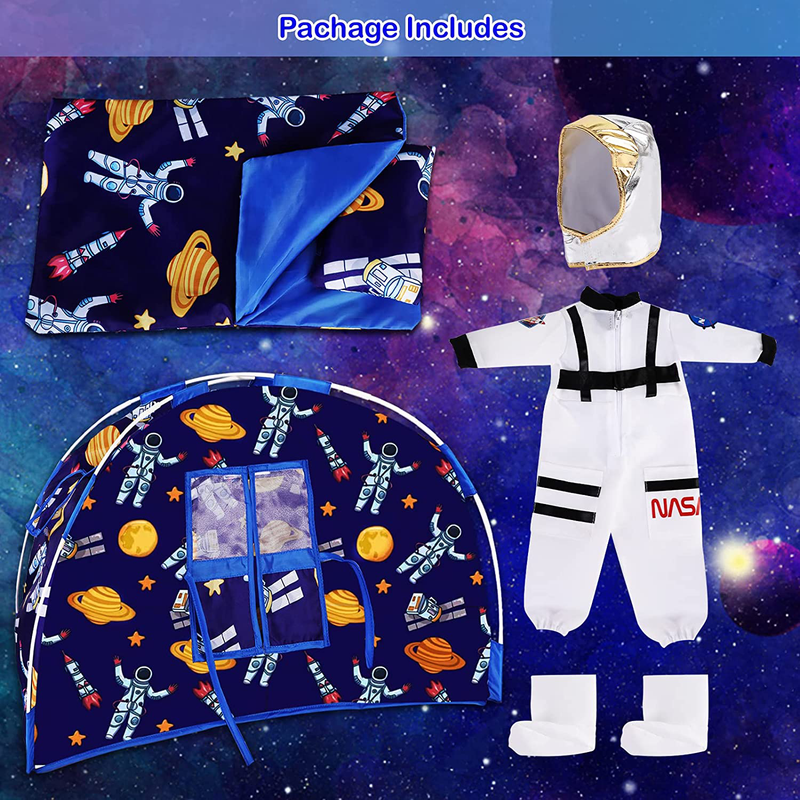 Mjartoria 6 Items Astronaut Doll Camping Tent Set for American 18 Inch Girl Doll Accessories, Including 18 Inch Doll Camping Tent Outer Space, Sleeping Bag, Pillow, Hat, Jumpsuit, Shoes Sporting Goods > Outdoor Recreation > Camping & Hiking > Tent Accessories MJartoria   
