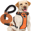 tobeDRI No Pull Dog Harness Adjustable Reflective Oxford Easy Control Medium Large Dog Harness with A Free Heavy Duty 5ft Dog Leash (S (Neck: 13"-18", Chest: 17.5"-22"), Blue Harness+Leash) Animals & Pet Supplies > Pet Supplies > Dog Supplies tobeDRI Orange harness+leash S (Chest: 17.5"-21") 