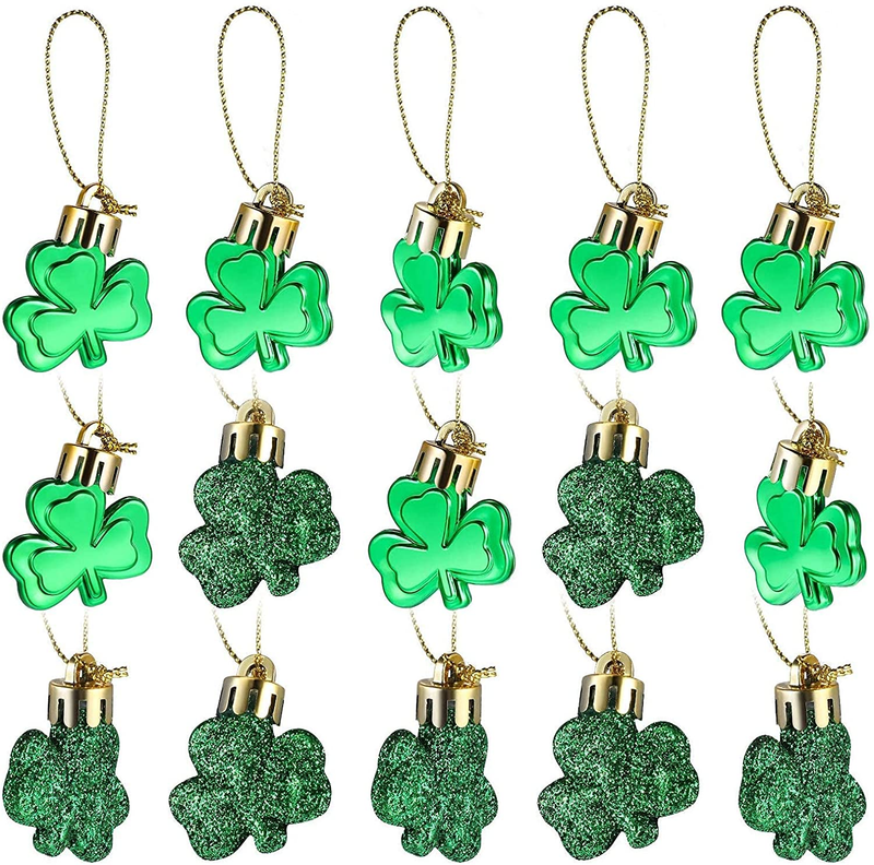 Leinuosen 24 Pieces St Patrick'S Day Shamrocks Ornament Good Luck Clover Hanging Bauble for Tree Baubles Table Shelf Festival Decorations (24 Pieces) Arts & Entertainment > Party & Celebration > Party Supplies Leinuosen   